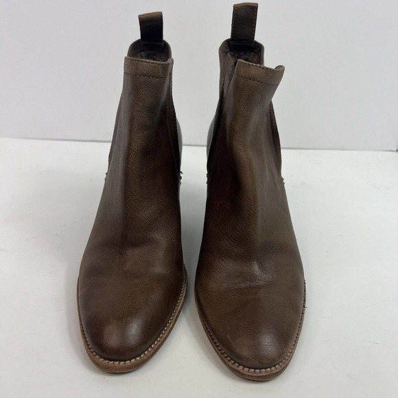 Dolce Vita Women's Taupe Gray Brown Heeled Leather Ankle Boots Booties 7 Stacked - Picture 4 of 14